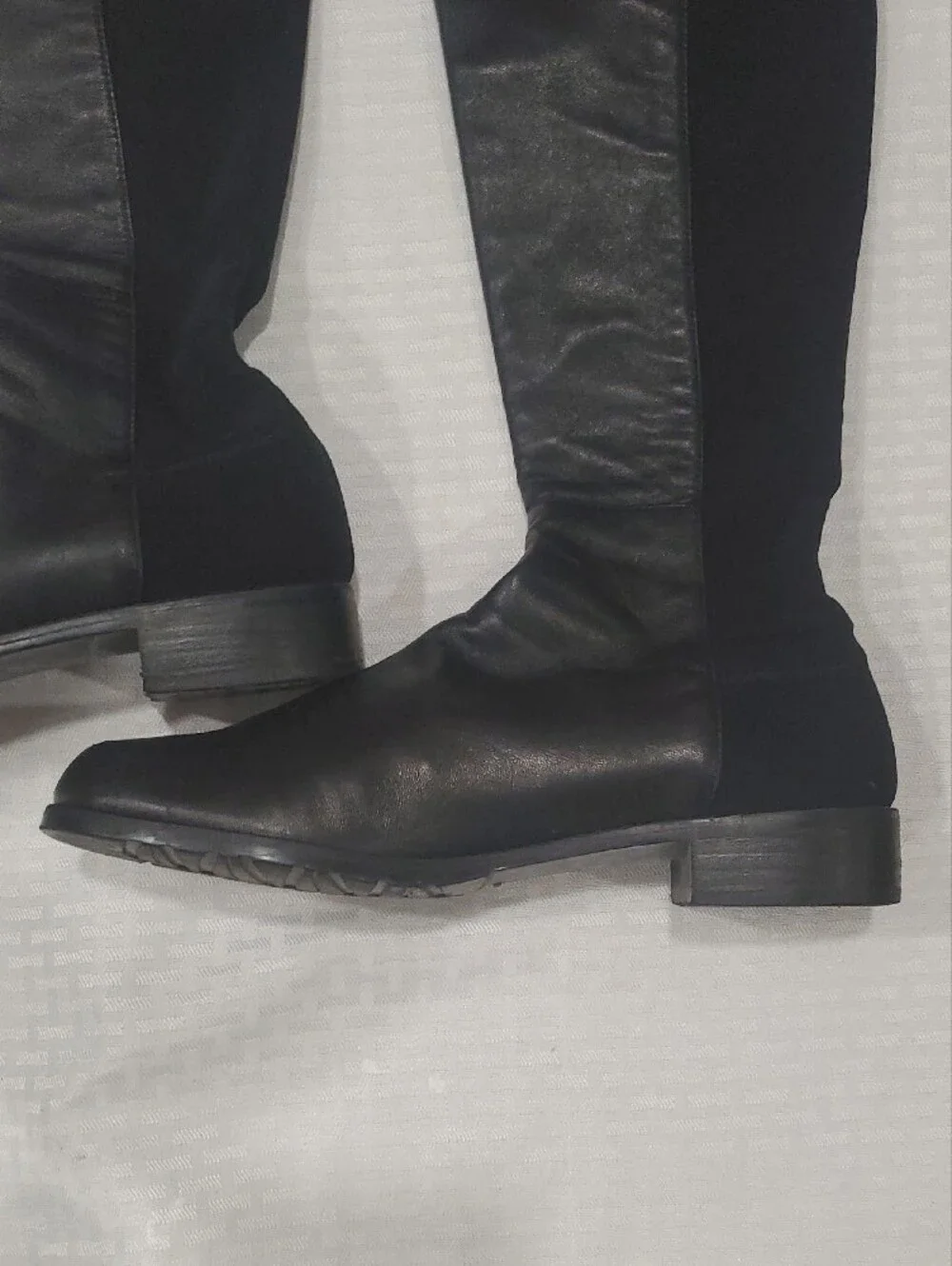 Stuart Weitzman Black Over-the-Knee Leather  Stretch Riding Boots Size 10